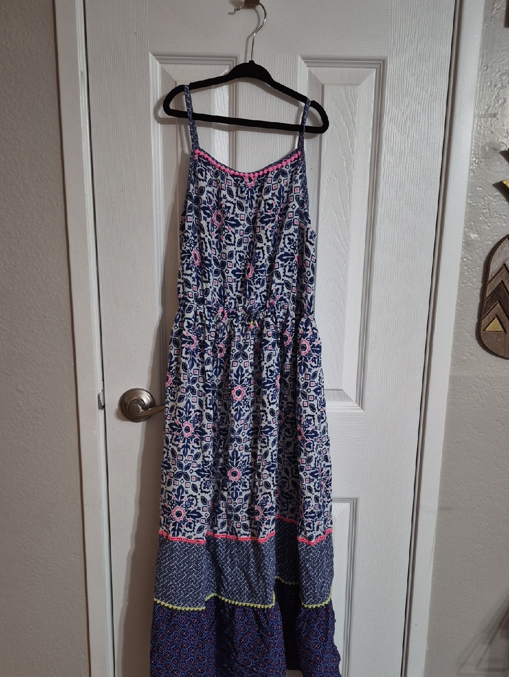 Cherokee Navy, Pink, White Patterned Girls' Maxi Dress